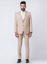 Polyster Tr Beige Party Wear Formal Blazer With Trouser